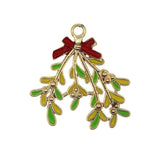 Enamel Xmas Tree Red fruits Charms for Jewelry DIY