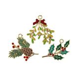Enamel Xmas Tree Red fruits Charms for Jewelry DIY