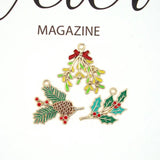 Enamel Xmas Tree Red fruits Charms for Jewelry DIY