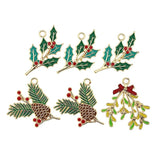 Enamel Xmas Tree Red fruits Charms for Jewelry DIY