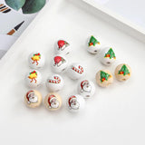 20Pcs 16mm Christmas Tree Hemu Printing Wooden Beads Xmas Decorations