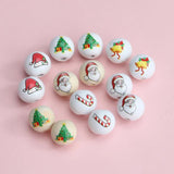 20Pcs 16mm Christmas Tree Hemu Printing Wooden Beads Xmas Decorations