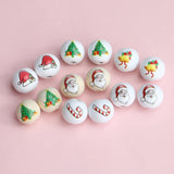 20Pcs 16mm Christmas Tree Hemu Printing Wooden Beads Xmas Decorations