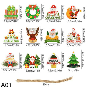 12pcs Christmas Door Hanging Paper Sign Merry Christmas DIY Home Decoration
