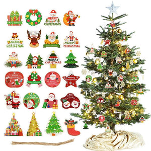 12pcs Christmas Door Hanging Paper Sign Merry Christmas DIY Home Decoration