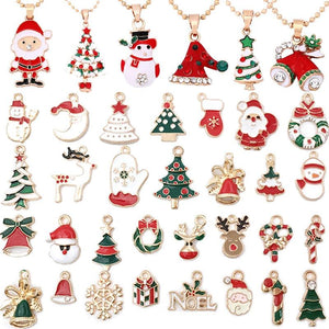 38Pcs Mixed Enamel Charms Xmas Pendants Ornaments Beads for Bracelet Earrings