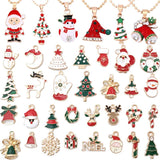38Pcs Mixed Enamel Charms Xmas Pendants Ornaments Beads for Bracelet Earrings