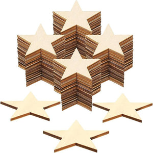 10Pcs Unfinished Star Wooden Cutouts for Craft Project and Party Decor