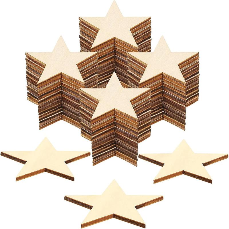 10Pcs Unfinished Star Wooden Cutouts for Craft Project and Party Decor