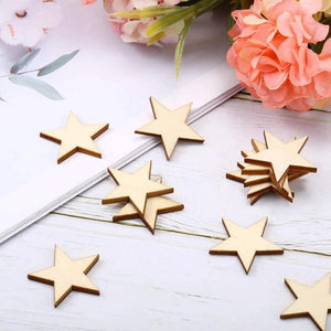 10Pcs Unfinished Star Wooden Cutouts for Craft Project and Party Decor