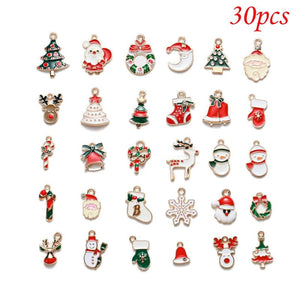 Enamel Christmas Charm Pendant Set for Jewelry Making Xmas Tree Decor
