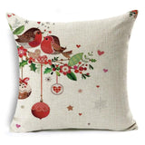 WZH Cartoon Watercolor Pillowcase Linen Christmas Cushion Cover 45cm*45cm