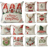 WZH Cartoon Watercolor Pillowcase Linen Christmas Cushion Cover 45cm*45cm