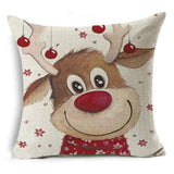 WZH Cartoon Watercolor Pillowcase Linen Christmas Cushion Cover 45cm*45cm