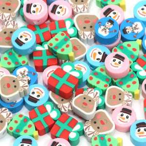 Christmas Spacer Beads Mix Snowman Elk Polymer Clay DIY Bracelet Xmas Decor