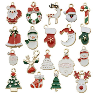 Santa Snowman Bell Christmas Enamel Charms DIY Jewelry