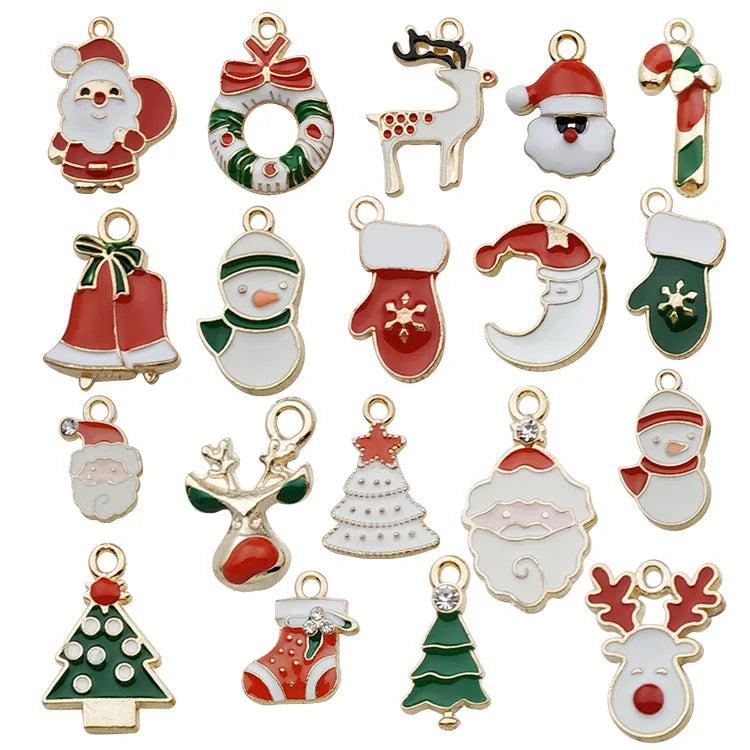 Santa Snowman Bell Christmas Enamel Charms DIY Jewelry