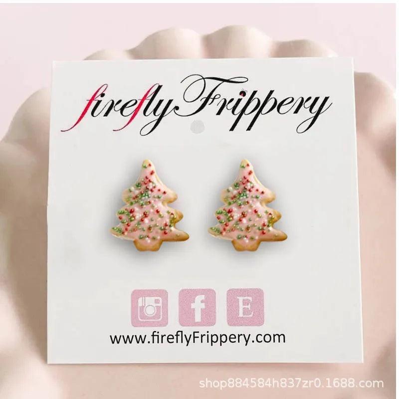 Christmas Tree Stud Earrings Acrylic Decorations Ornament For Women