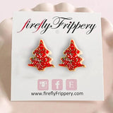 Christmas Tree Stud Earrings Acrylic Decorations Ornament For Women