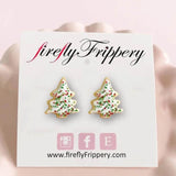 Christmas Tree Stud Earrings Acrylic Decorations Ornament For Women