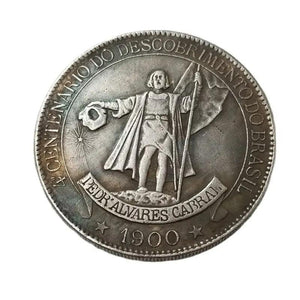 1900 Brazil 4000 Reis Silver Plated Copy Coin Antique Magic Coin Home Decor