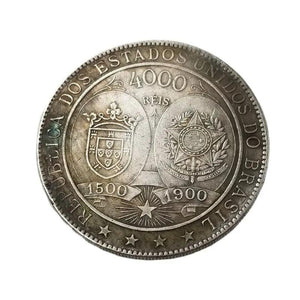 1900 Brazil 4000 Reis Silver Plated Copy Coin Antique Magic Coin Home Decor