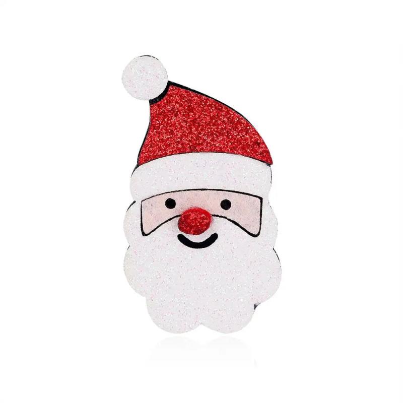 Santa Claus Brooches Pins For Women Kids Felt Alloy Pin Clothing Accessories