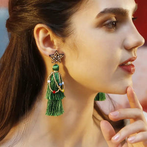 Christmas Tree Dangle Earrings Winter Party Jewelry Gift
