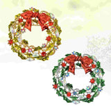 2 PCS Green Corsage Christmas Lapel Pin Brooch Wreath Alloy Garland Shaped