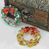 2 PCS Green Corsage Christmas Lapel Pin Brooch Wreath Alloy Garland Shaped