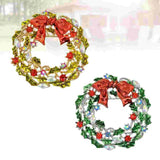 2 PCS Green Corsage Christmas Lapel Pin Brooch Wreath Alloy Garland Shaped