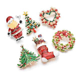 2 PCS Green Corsage Christmas Lapel Pin Brooch Wreath Alloy Garland Shaped