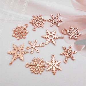100g/Pack Christmas Alloy Snowflake Charms Random Mix Rose Pendant Findings
