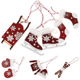 6 Pcs Christmas Tree Ornaments Wooden Pendant Xmas Decor