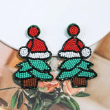 Christmas Beaded Earrings Santa/Candy Cane/Tree Seed Bead Earrings