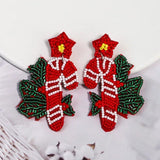 Christmas Beaded Earrings Santa/Candy Cane/Tree Seed Bead Earrings