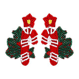 Christmas Beaded Earrings Santa/Candy Cane/Tree Seed Bead Earrings