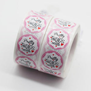 500pcs Pink Pretty Things Inside Thank You Stickers