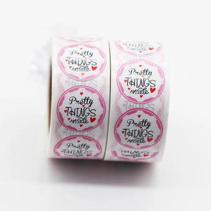500pcs Pink Pretty Things Inside Thank You Stickers