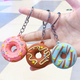 Donut Keychain Party Favors Kids Food Pendant Keyrings Bagpack Christmas Gift