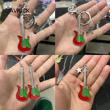 Christmas Guitar Keyring Bag Charm Y2k Pendant Keychains