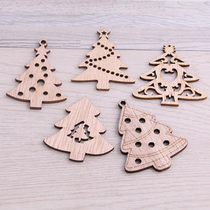 20pcs Mix Wooden Christmas Tree Hanging Ornament Charm Scrapbooking