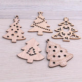 20pcs Mix Wooden Christmas Tree Hanging Ornament Charm Scrapbooking