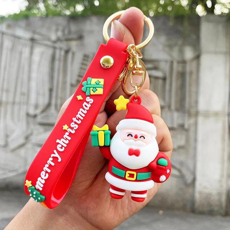 Christmas Ornaments Keychain Santa Elk Snowman Xmas Decor