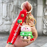 Christmas Ornaments Keychain Santa Elk Snowman Xmas Decor