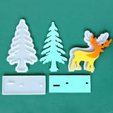 Christmas Epoxy Resin Mold Jewelry Tools Snowman Tree Deer Decoration
