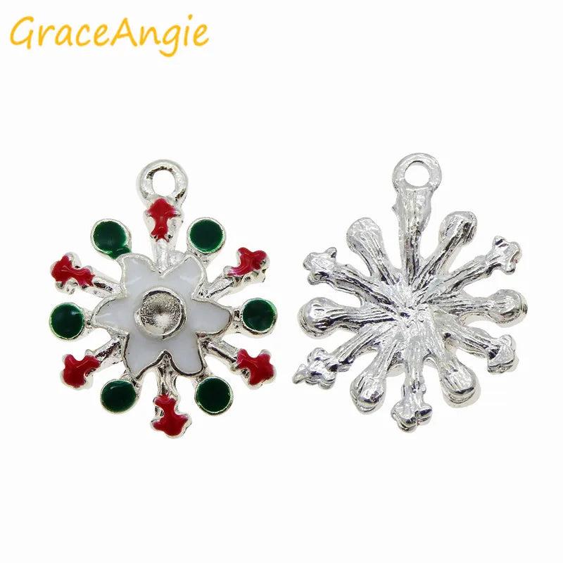 12pcs Silver Snowflake Pendant Charms Xmas Decor
