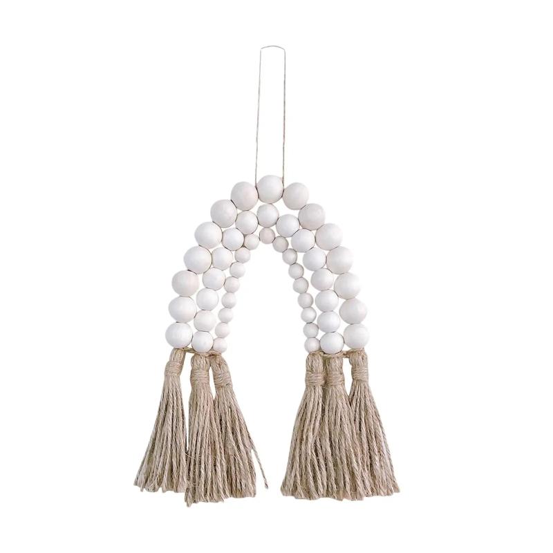Boho Wood Beads Pendant Garland with Tassels for Christmas Decoration