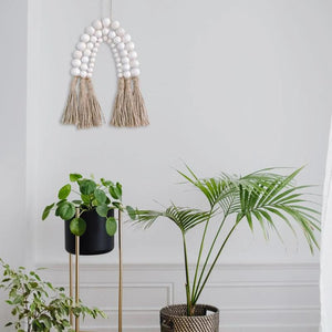 Boho Wood Beads Pendant Garland with Tassels for Christmas Decoration