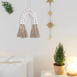 Boho Wood Beads Pendant Garland with Tassels for Christmas Decoration